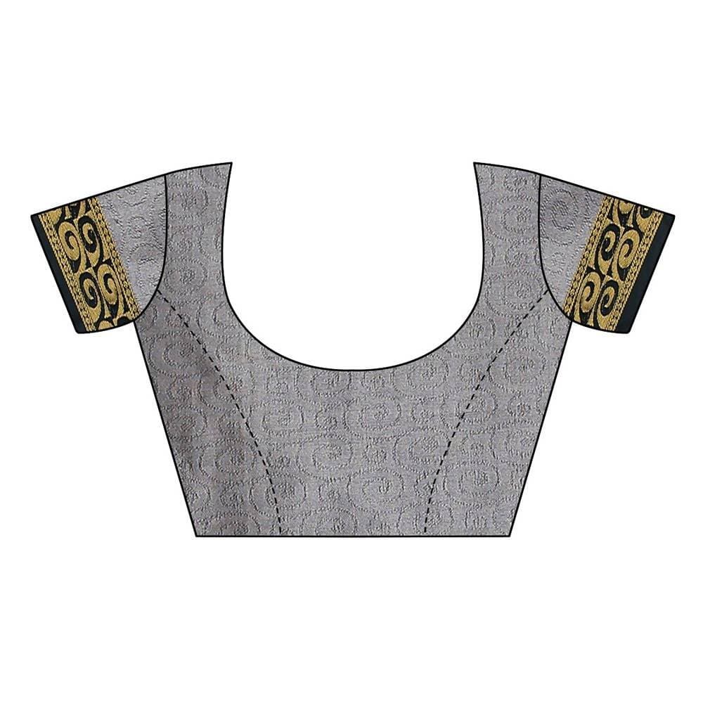 Vamika Banarasi Jacquard Weaving Grey Saree (DHONI GREY)