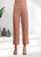 Joban Fashion Powder Pink Cotton, Linen Embroidered Readymade Cord Set - Distacart