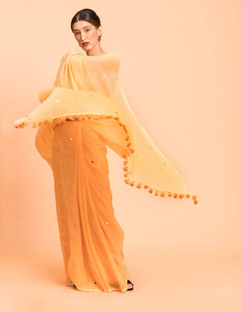 Suta Yellow Embellished Sequinned Pure Cotton Saree - Distacart