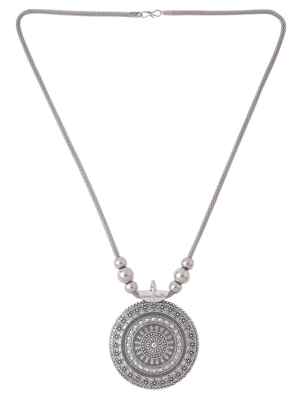 NVR Women's Elegant Silver Oxidised Brass Necklace