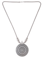 NVR Women's Elegant Silver Oxidised Brass Necklace