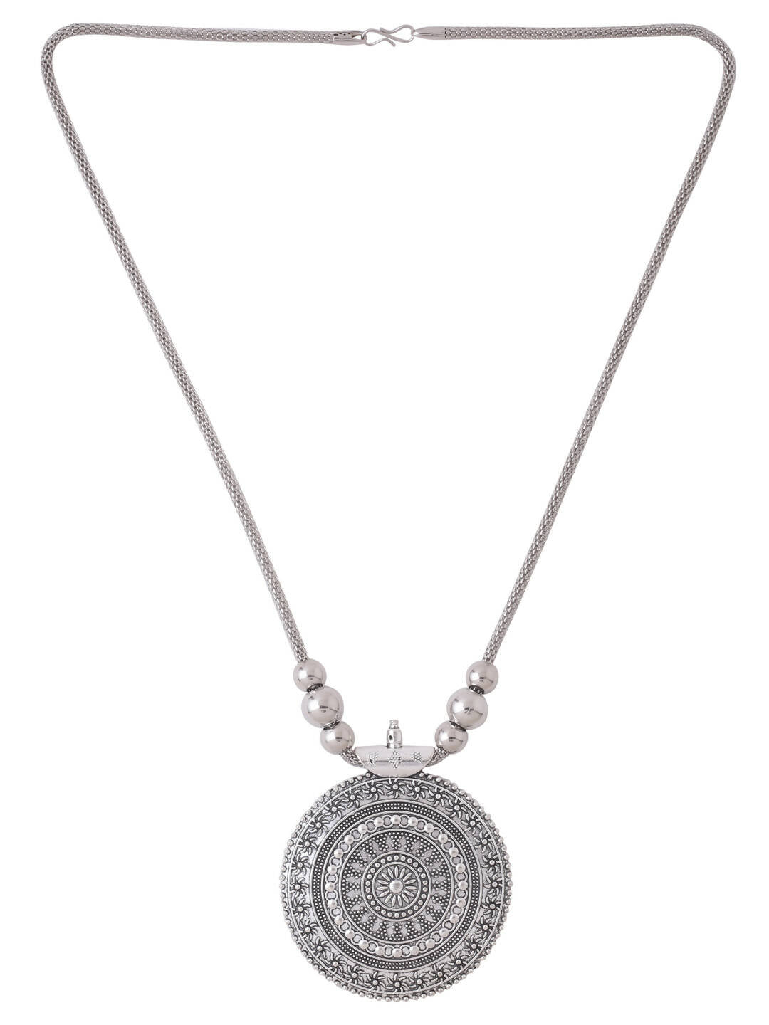 NVR Women's Elegant Silver Oxidised Brass Necklace