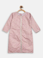 Ahalyaa Pink Poly Silk Straight Kids Kurta Palazzo Set For Girls
