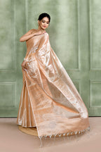 Piyari Fashion Women's Beige Dual Tone Organic Tissue Saree With Blouse Piece - Distacart