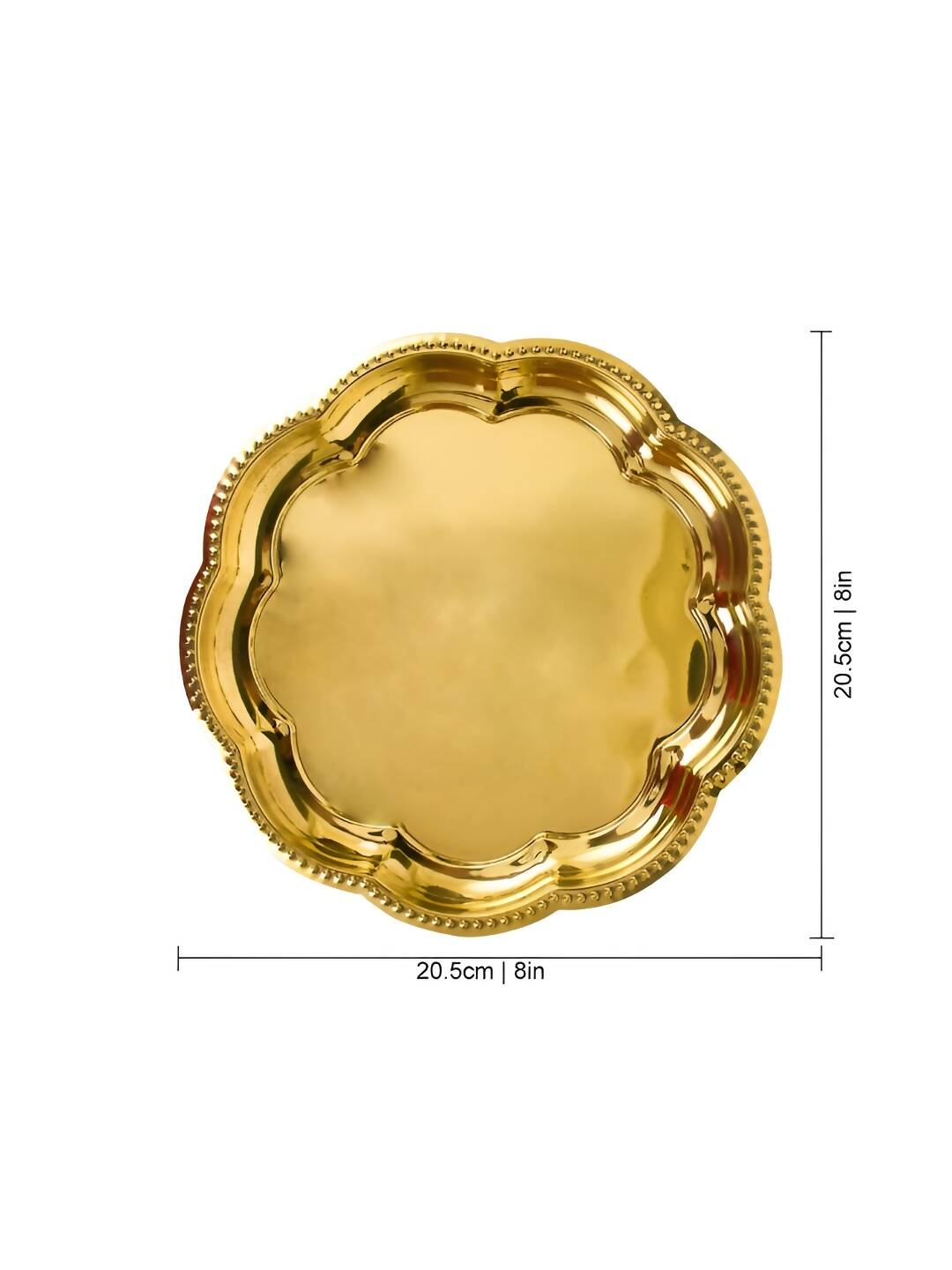 Spillbox Gold-Toned Brass Zig Zag Round Thali Round Pooja Essential