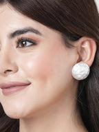 NVR Women's White Color Moon Stud Earrings - Distacart