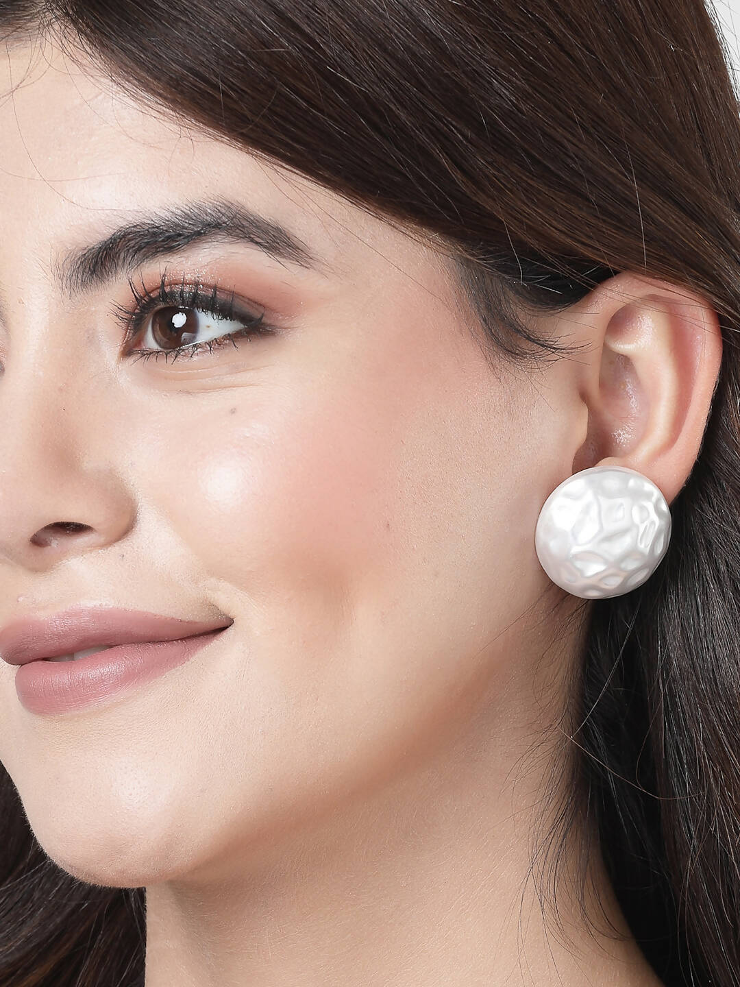 NVR Women's White Color Moon Stud Earrings - Distacart