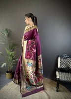 Joban Fashion Purple Floral Paithani Sarees