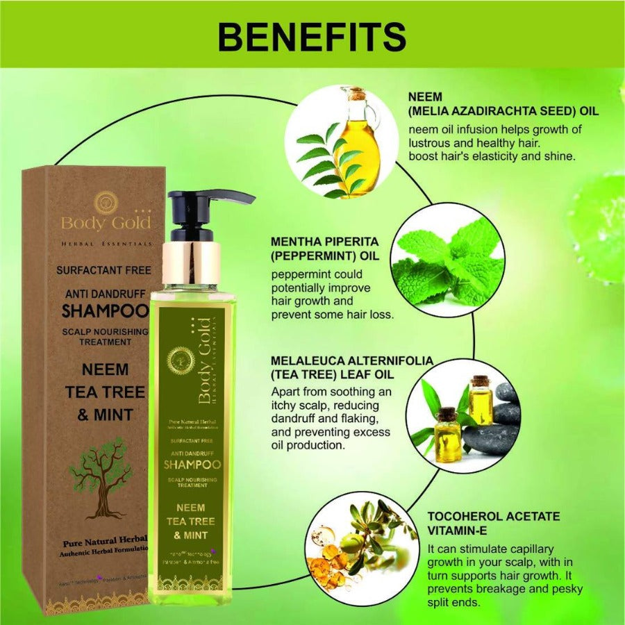 Body Gold Anti Dandruff Shampoo With Neem Tea Tree & Mint