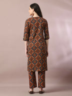 Myshka Women's Multi Printed Cotton Straight Party Kurta Set