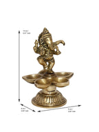 eCraftIndia Gold-Toned Handcrafted Dancing Lord Ganesha Showpiece With Diya