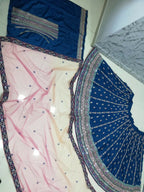Jyoti Fashion Gorgeous Blue Sequins with Thread & Zari Embroidery Chinon Lehenga Choli with Dupatta