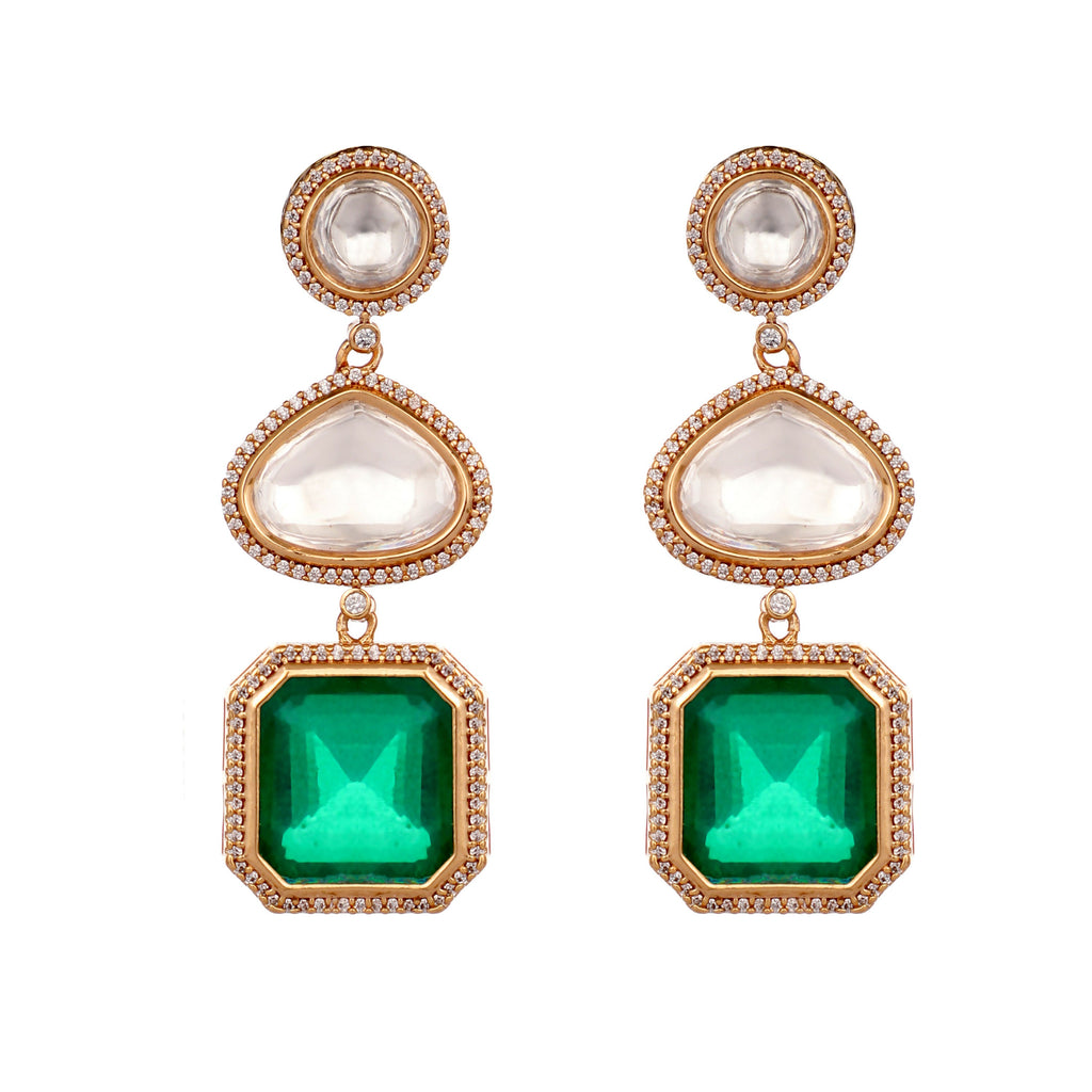 Nuyug Emerald Drop Anti Tarnish Sparkle Earrings - Distacart