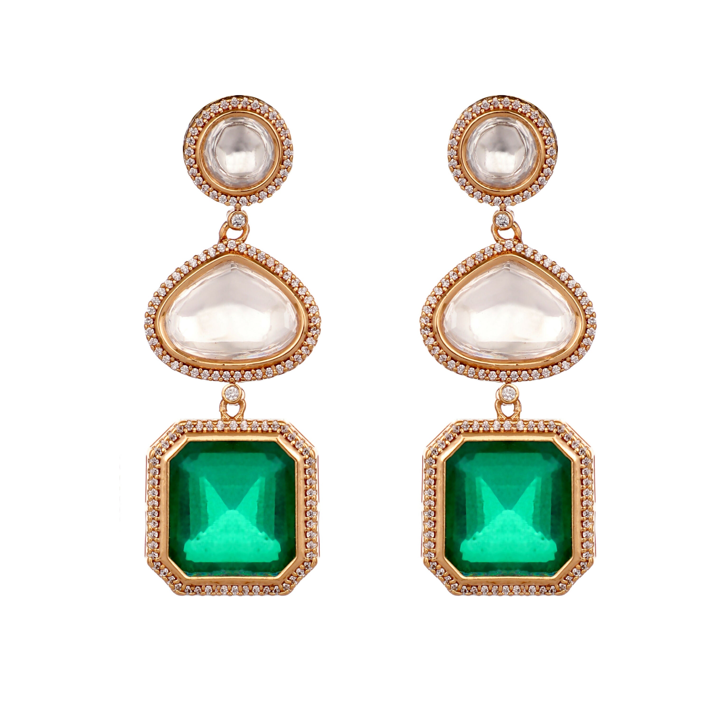 Nuyug Emerald Drop Anti Tarnish Sparkle Earrings - Distacart