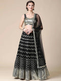 Jyoti Fashion Black Sequence with Thread Zari Embroidery Georgette Lehenga Choli with Dupatta