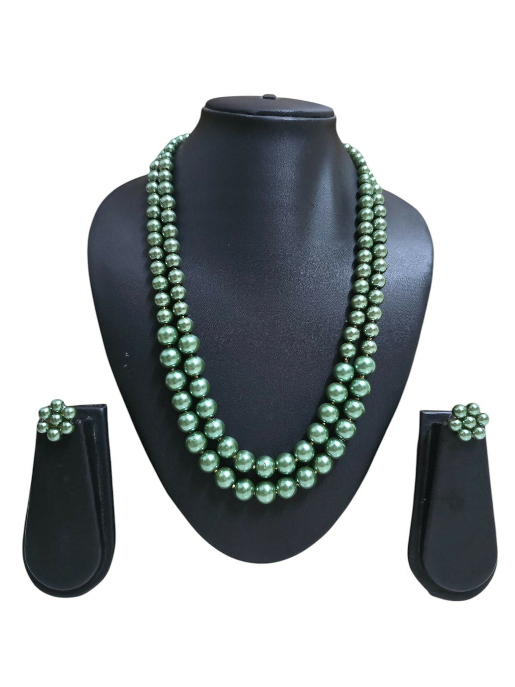 Inhanns Everyday Workwear Pearl Set (Double Layered Pearls) - Green