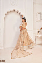 Eilara Women'S Pista Dusty Chiqu Net White Cotton Thread And Zari Sequence Embroidered Work Lehenga Choli For Party Wear