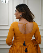 The52 Orange Women's Gorgeous Viscose Fabric Embroidered Work Flared Kurta Pant and Dupatta Set - Distacart