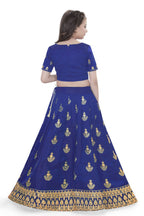 Dwiden Royal Blue Kamal Tafetta Sattin Semi-Stitched Girl's Lehenga Choli