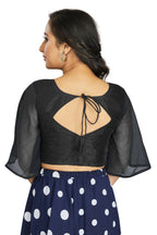 Aastha Fashion Women's Women's Black Art Silk Umbrella Sleeves Readymade Blouse