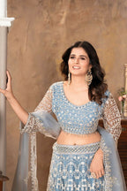 Eilara Praiseworthy Sky Blue Embroidered Lehenga Choli