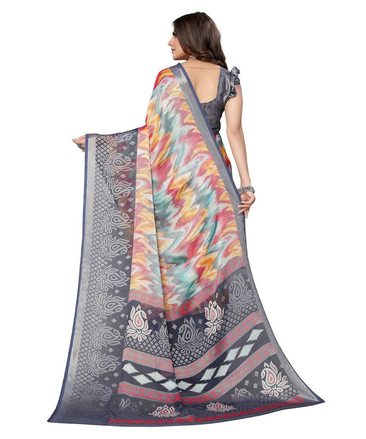 Vamika Grey Chiffon Brasso Bollywood Style Woven Saree (KARUNA GREY) - Distacart