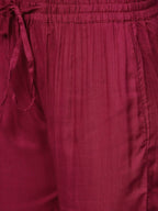 Yufta Women Burgundy Solid Kurta with Palazzo & Dupatta