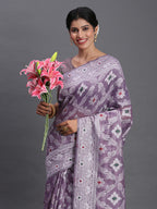 Shree Shyam Fashion Linen Cotton Violet Saree - Distacart