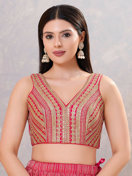 Joban Fashion Women Sequin Dark-Pink Stitched Blouse