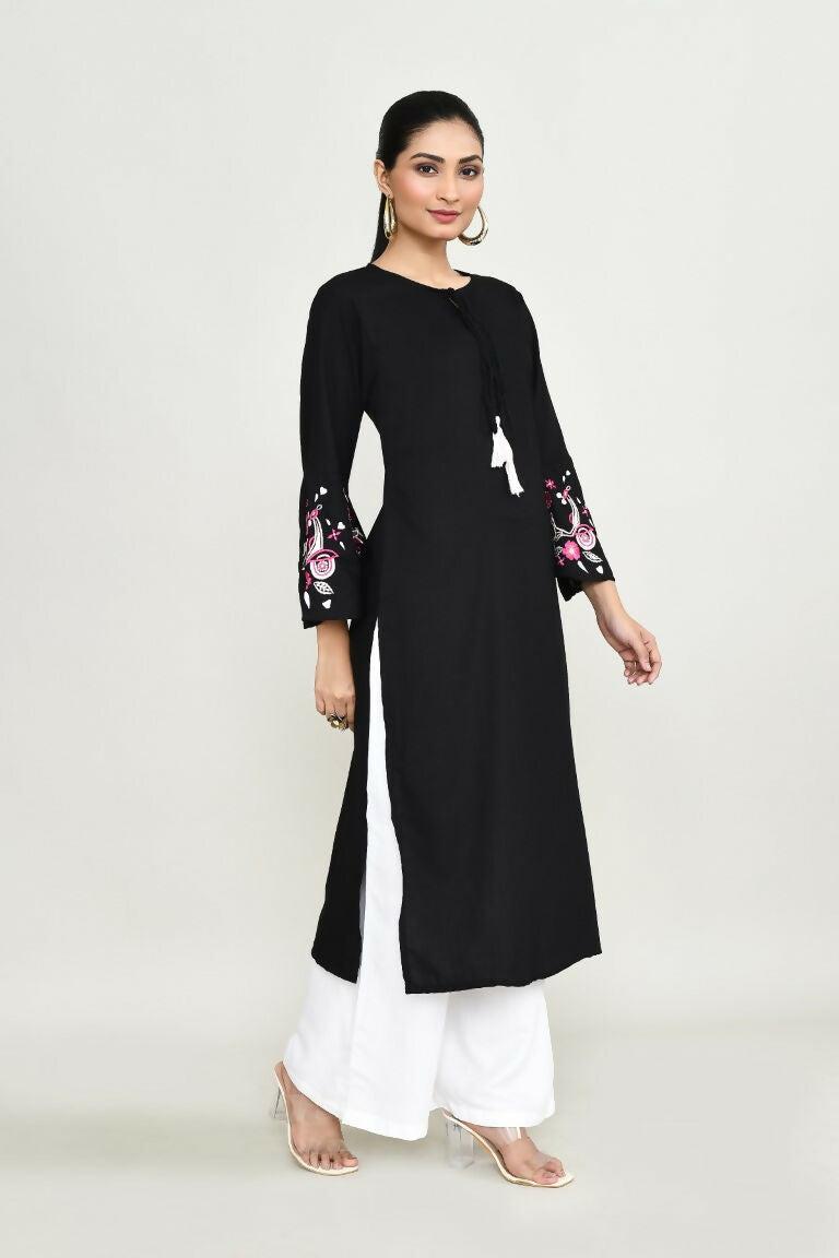 Joban Fashion Black Rayon Kurta Set