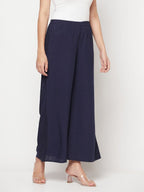 Aniyah Rayon Flared Slip-On Navy Blue Palazzo