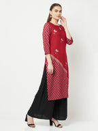 Aniyah Rayon Digital Screen Print Maroon Straight Kurta