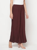 Aniyah Rayon Flared Slip-On Coffee Color Palazzo