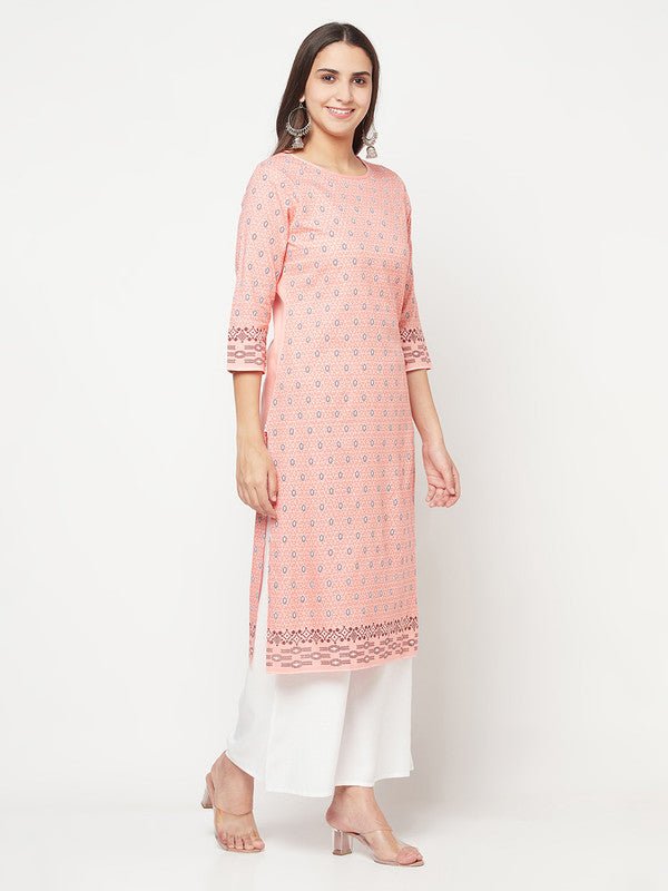 Aniyah Rayon Digital Screen Print Peach Color Straight Kurta