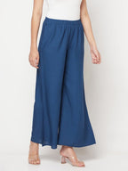 Aniyah Rayon Flared Slip-On Blue Palazzo