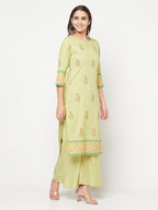 Aniyah Rayon Screen Print Pista Green Straight Kurta