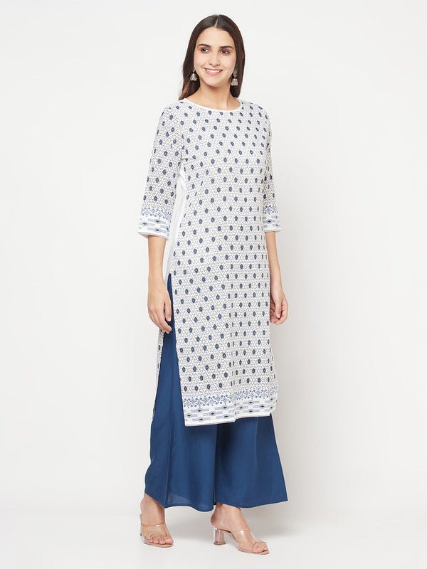 Aniyah Rayon Digital Screen Print White Straight Kurta