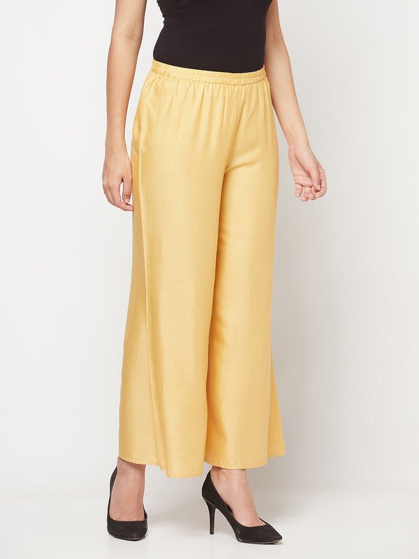 Aniyah Rayon Flared Slip-On Golden-Beige Palazzo