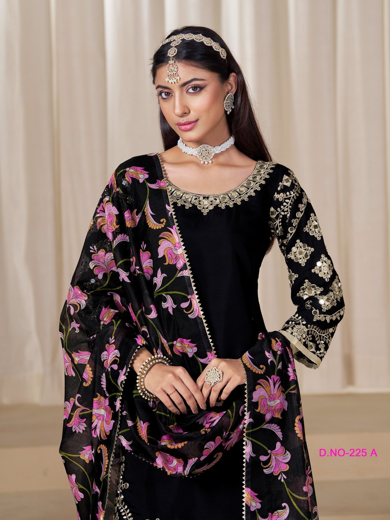 Anaita Black Premium Embroidered Roman Silk Salwar Suit - Distacart