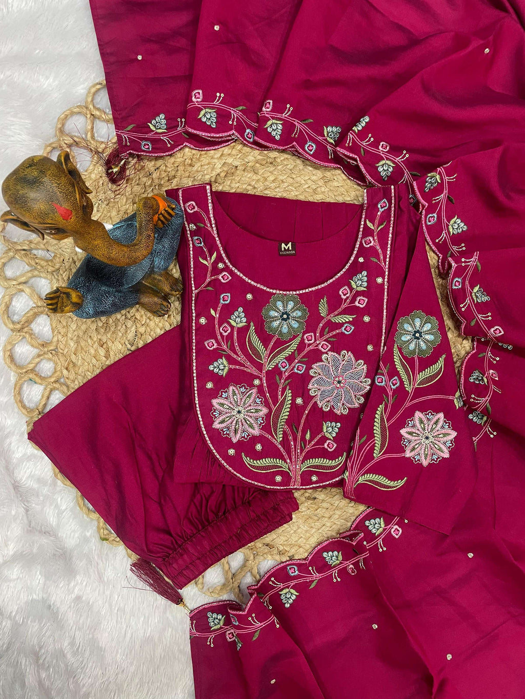 Pramukh Fab Rani Pink Color Viscose Roman Silk Kurta Set - Distacart
