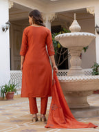 Pramukh Fab Orange Color Viscose Mango Silk Kurta Set - Distacart