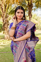 Anaita Violet Woven Design Pure Gharchola Bandhej Silk Saree With Blouse - Distacart