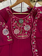 Pramukh Fab Rani Pink Color Viscose Roman Silk Kurta Set - Distacart