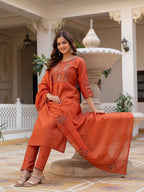 Pramukh Fab Orange Color Viscose Mango Silk Kurta Set - Distacart