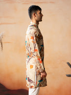 Serenity Bird Themed Print Cotton Kurta by Hilo Design