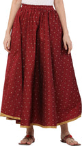 PAVONINE Maroon Color Golden Zari Work Satan Fabric Maxi Skirt For Women - Distacart