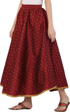 PAVONINE Maroon Color Golden Zari Work Satan Fabric Maxi Skirt For Women - Distacart