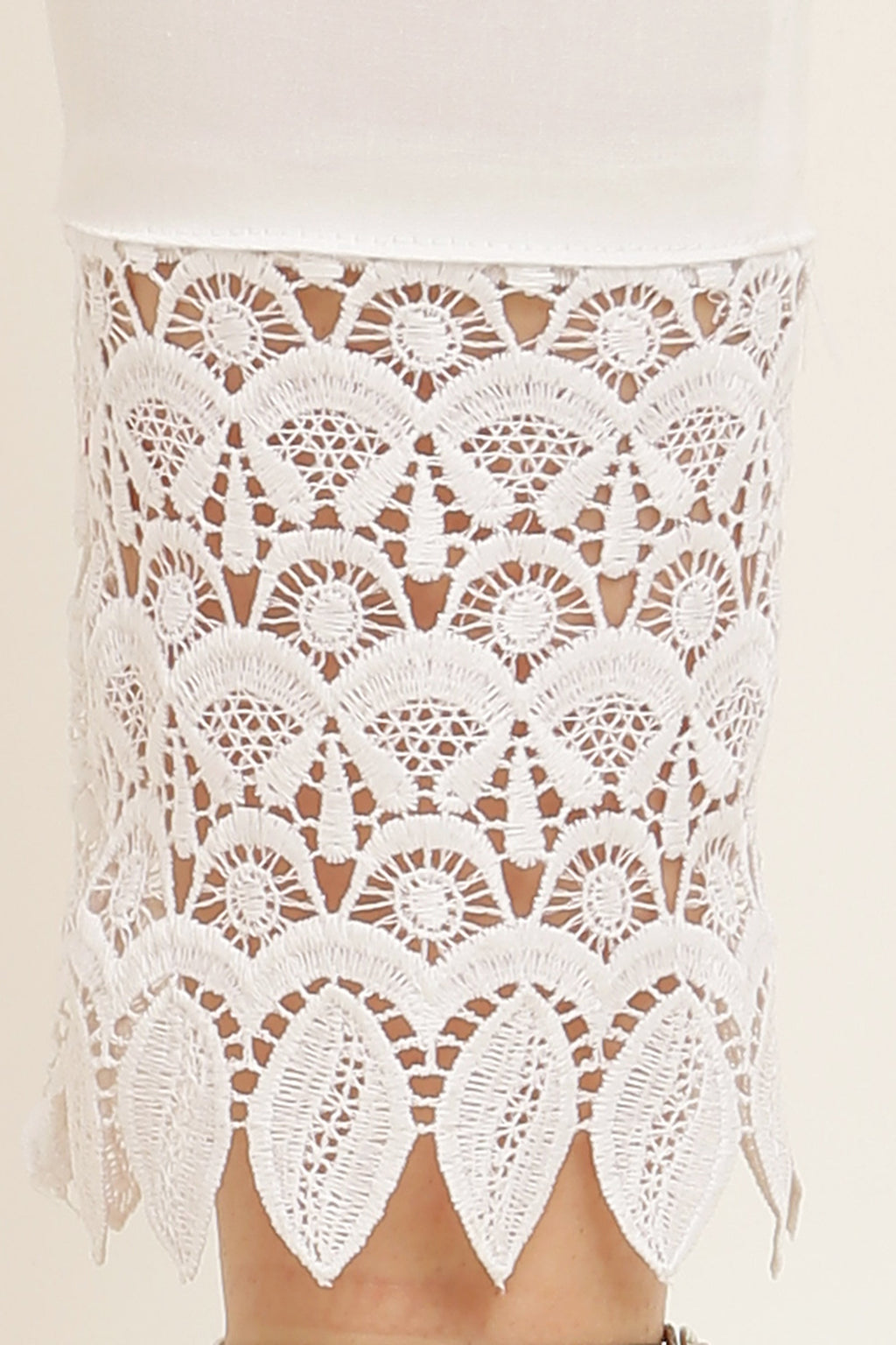 PAVONINE White Color Leaf Kirosia Lace Hem Cotton Fabric Palazzo For Women - Distacart