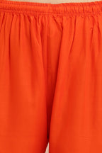 PAVONINE Orange Color Straight Fit Rayon Fabric Palazzo - Distacart