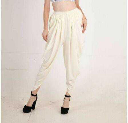 PAVONINE Off-White Color Solid Beetel Rayon Fabric Patiala For Women & Girls